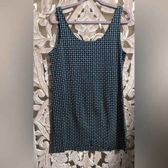 EUC Joe Fresh Checked Blue Sleeveless Shift Dress Sz L - Picture 4 of 4